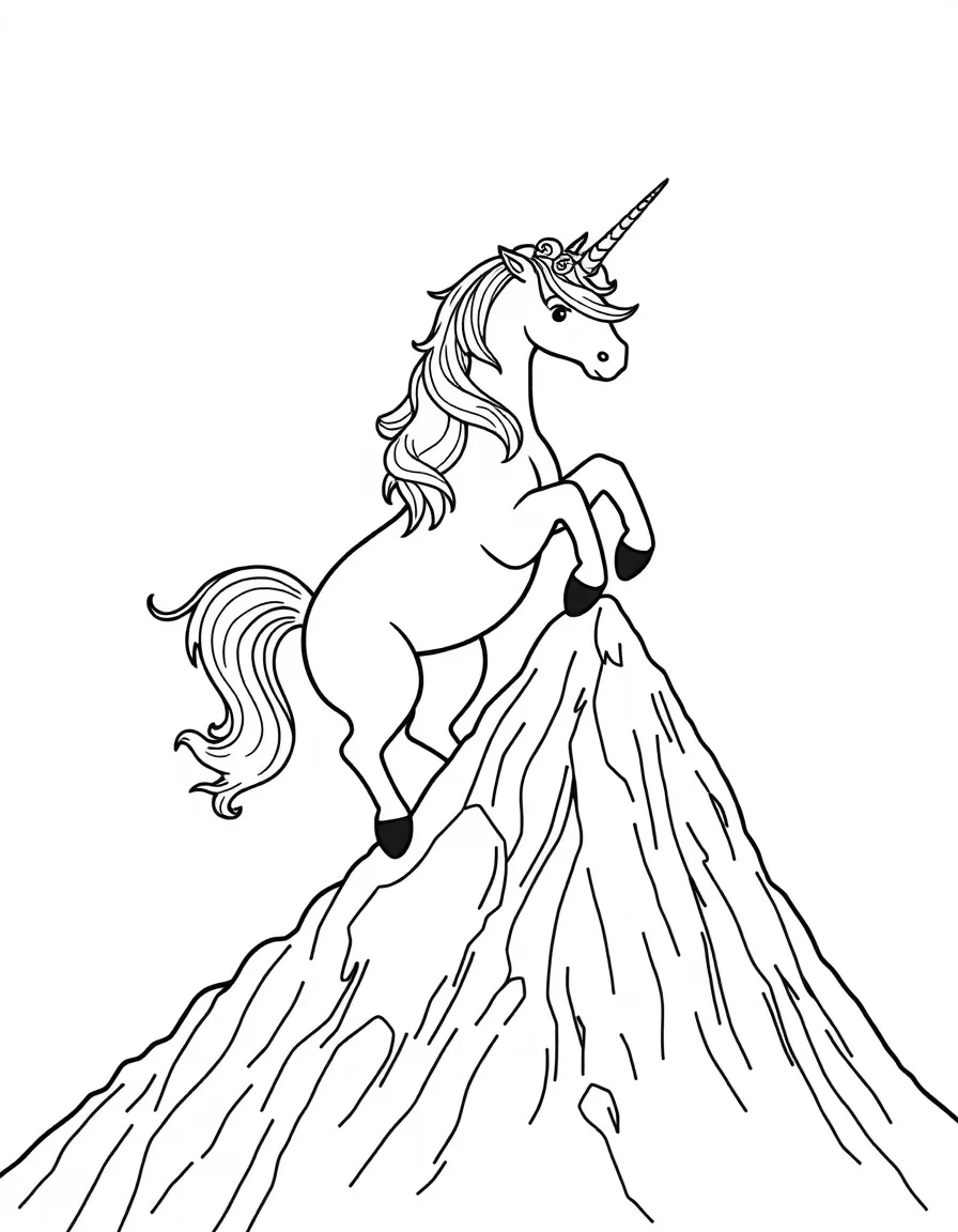 Unicorn climbing a candy mountain