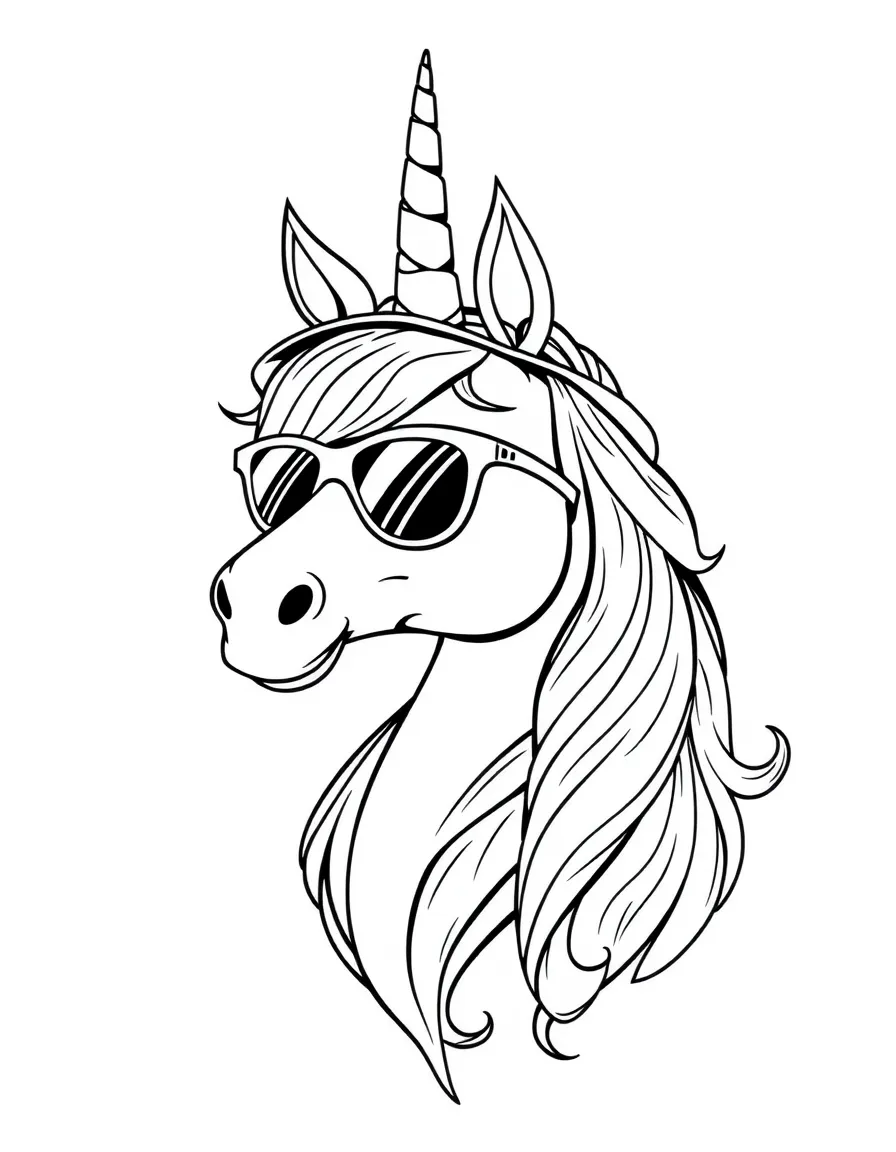 Unicorn wearing sunglasses and a hat