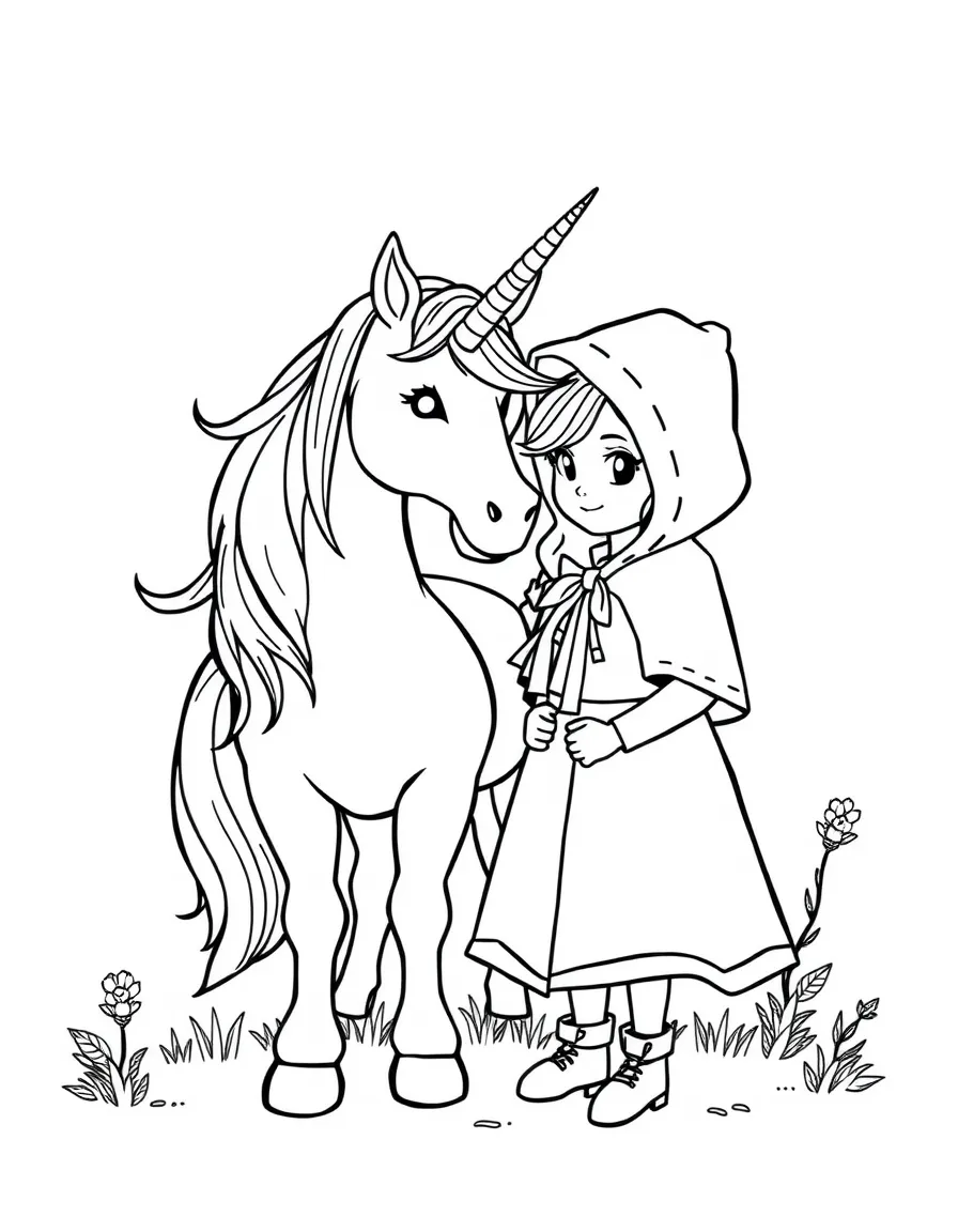 Unicorn meeting Little Red Riding Hood