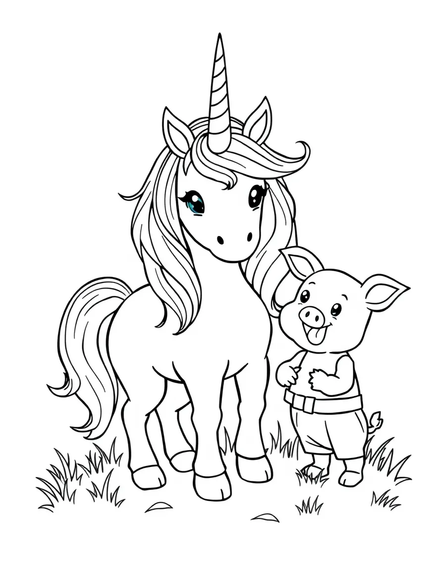 Unicorn and the three little pigs