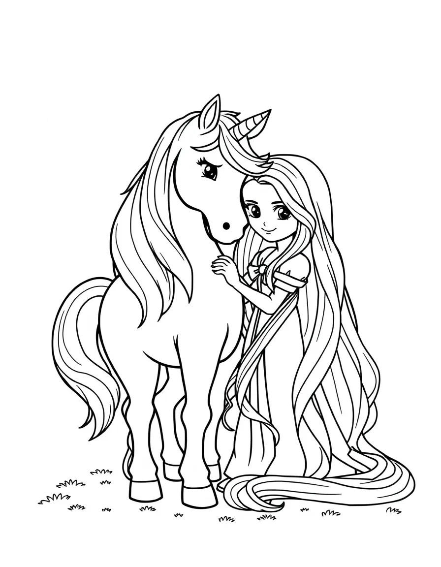 Unicorn helping Rapunzel