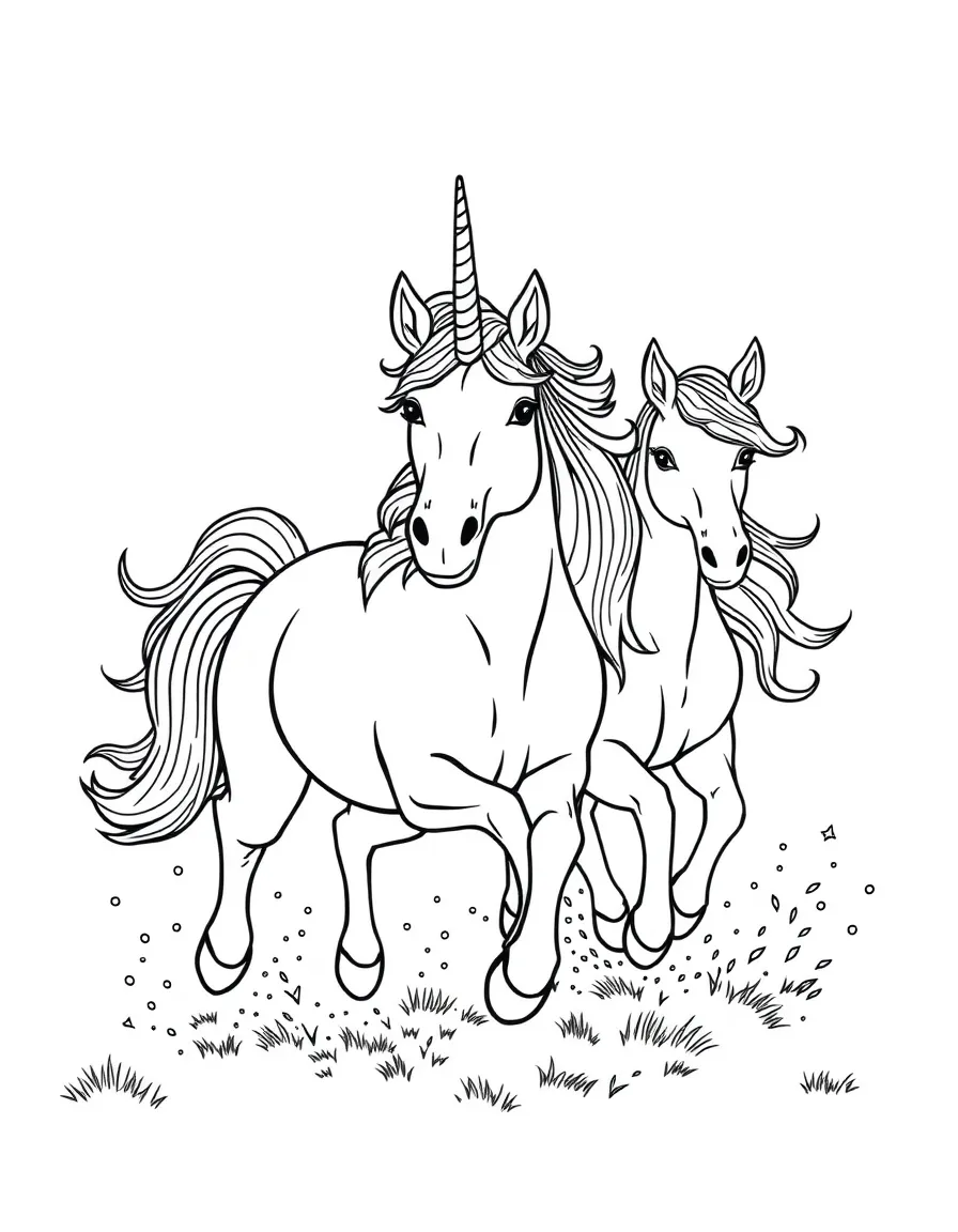 Unicorn herd running together