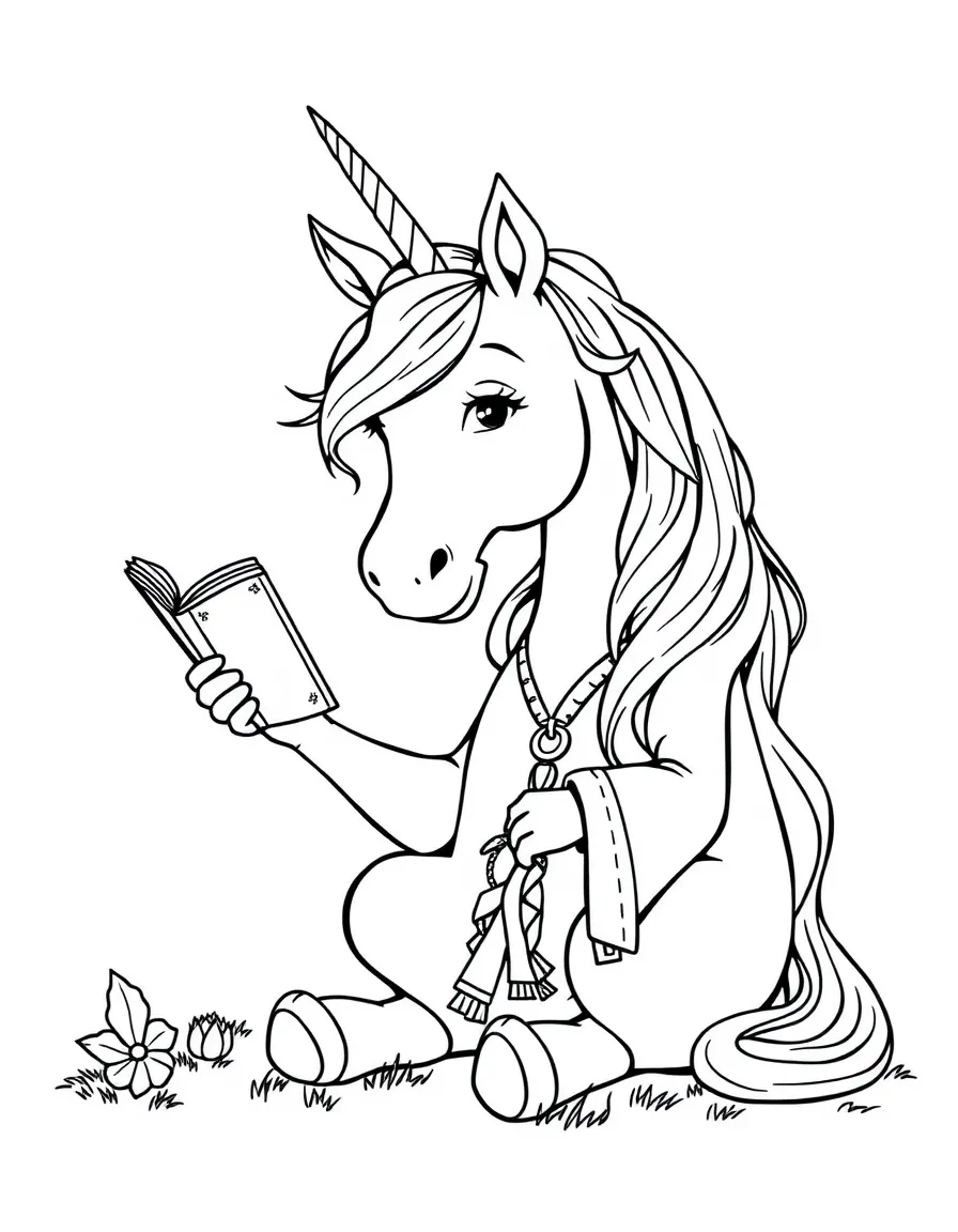 Unicorn grandparent telling stories