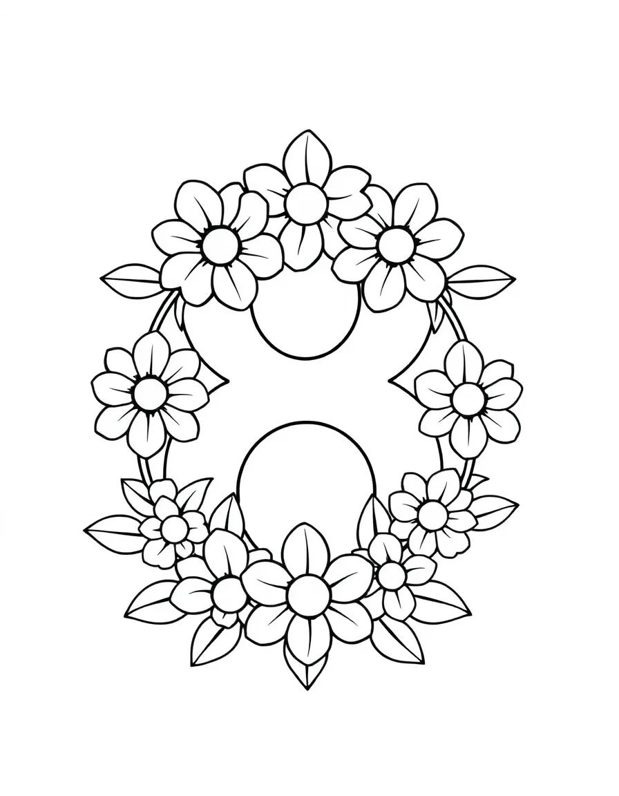Number 8 formed by two flower wreaths with eight petals each