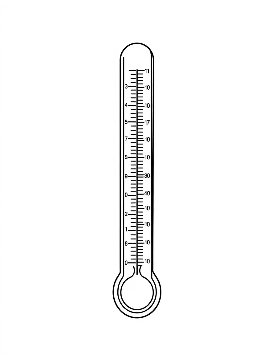 Letter T shaped like a thermometer with temperature scales