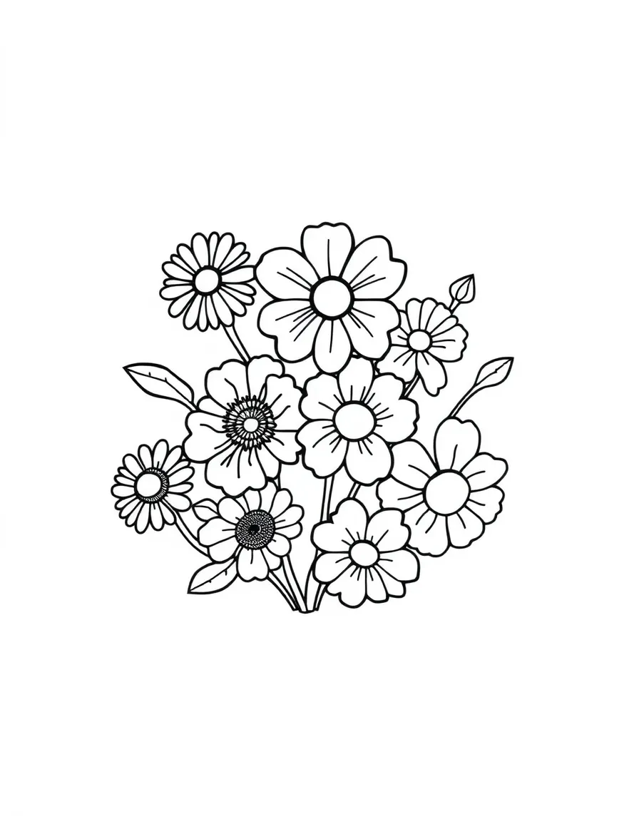 Number 8 shaped like a figure-eight of eight different flowers