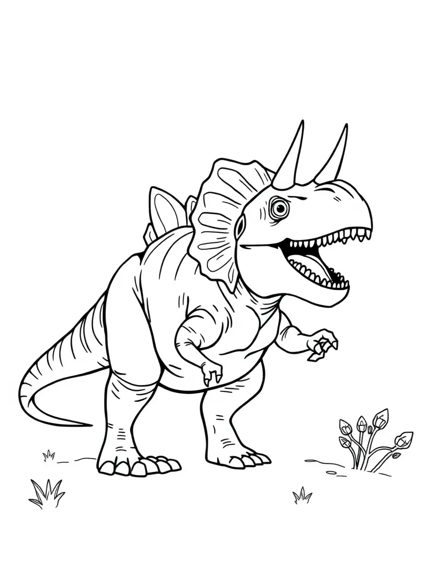 Carnotaurus with its distinctive horns and tiny arms