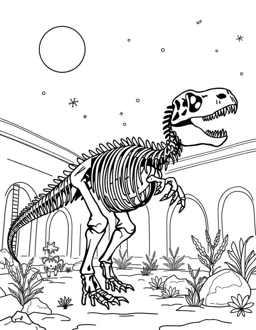 Museum night where dinosaur skeletons come alive