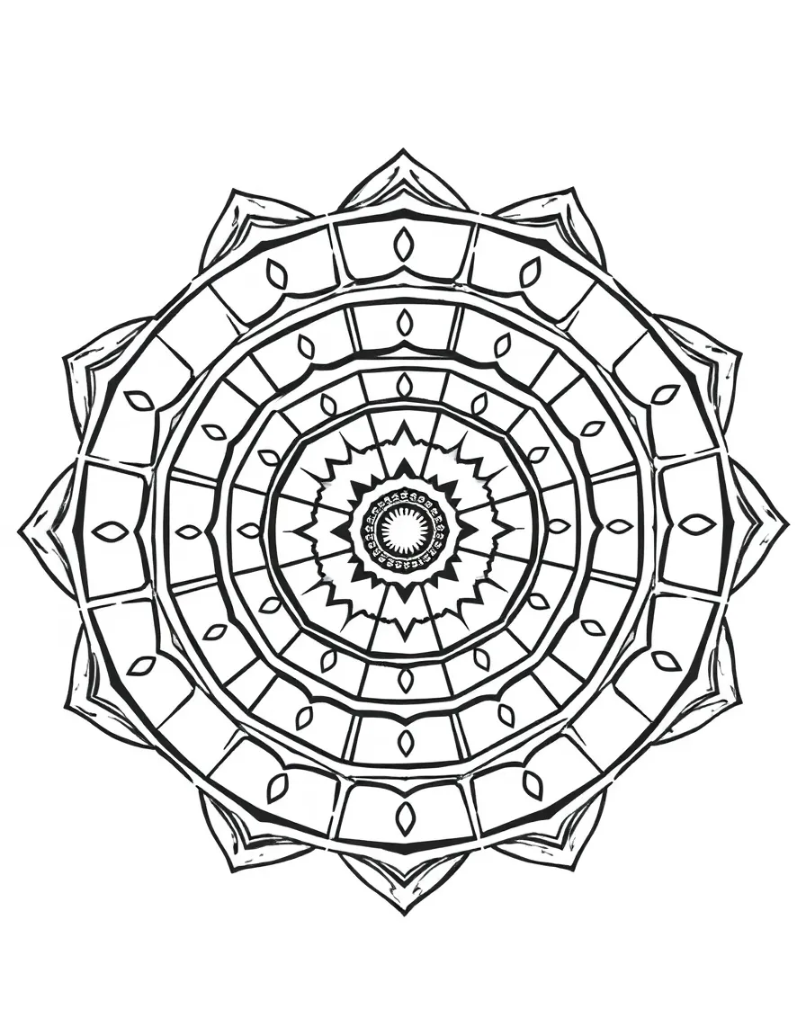 Geometric mandala featuring nested squares that rotate gradually
