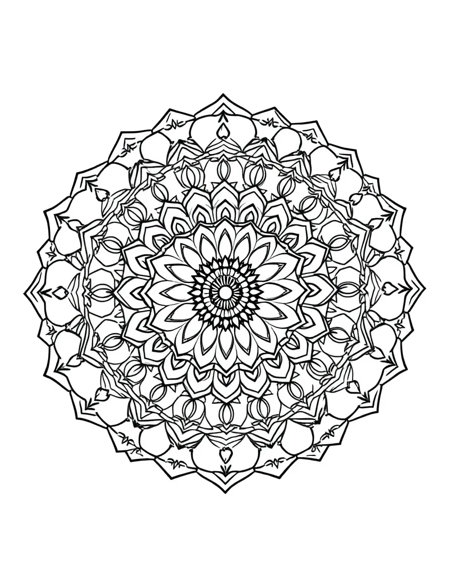 Mandala comprised entirely of small repeating hexagons