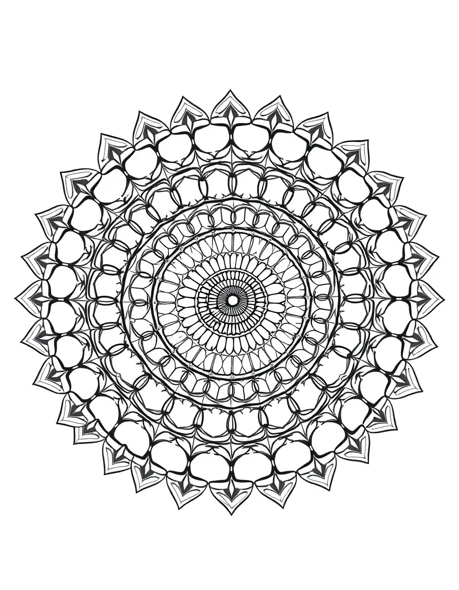 Fibonacci spiral mandala with precise mathematical proportions
