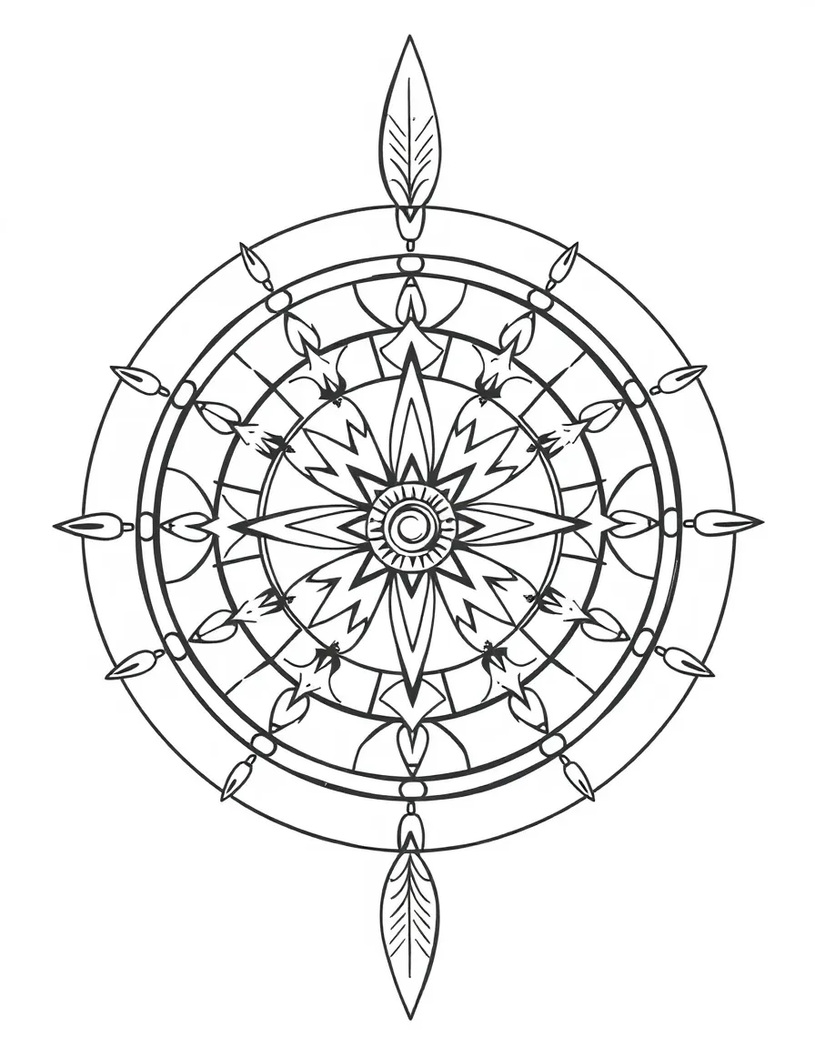 Native American medicine wheel mandala with cardinal direction symbolism