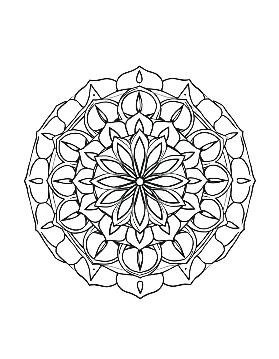 Flower of Life mandala with overlapping circles in perfect geometric harmony