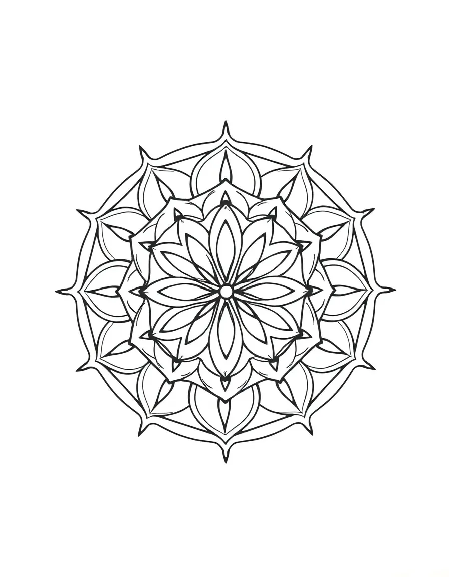 Seed of Life mandala with seven overlapping circles in hexagonal arrangement