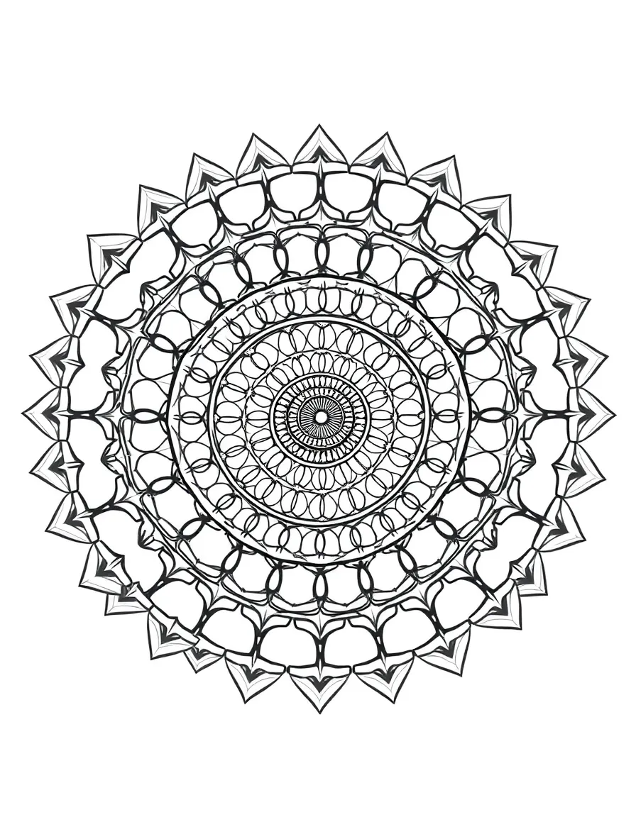 Golden ratio spiral mandala with Fibonacci sequence proportions