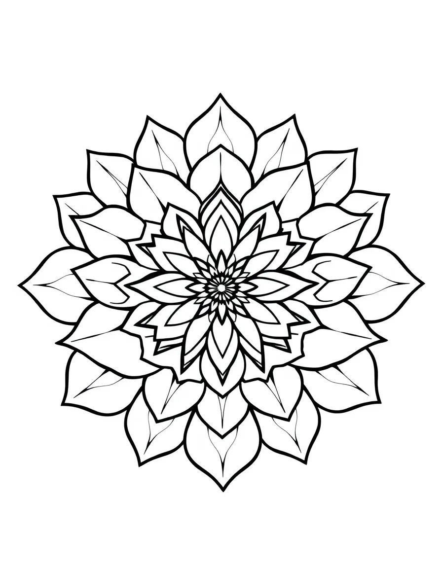 Lotus mandala with layered geometric petals in perfect symmetry
