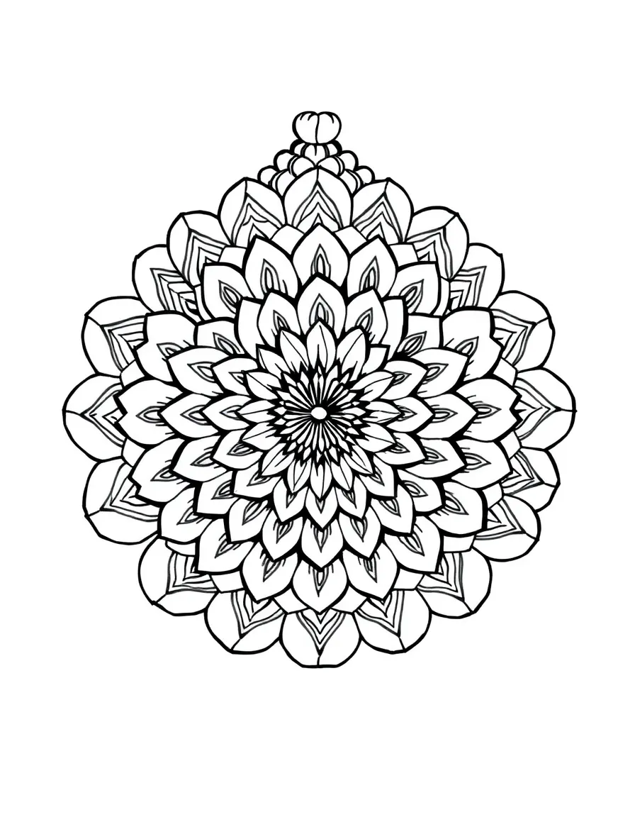Pinecone mandala with perfect Fibonacci spiral patterns