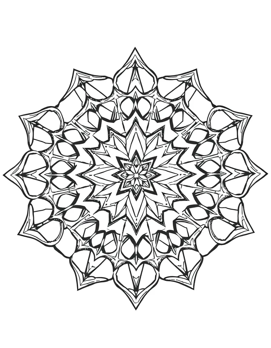 Quartz crystal mandala with hexagonal prism geometry