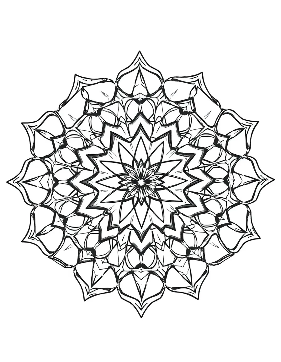 Salt crystal mandala with cubic geometric patterns