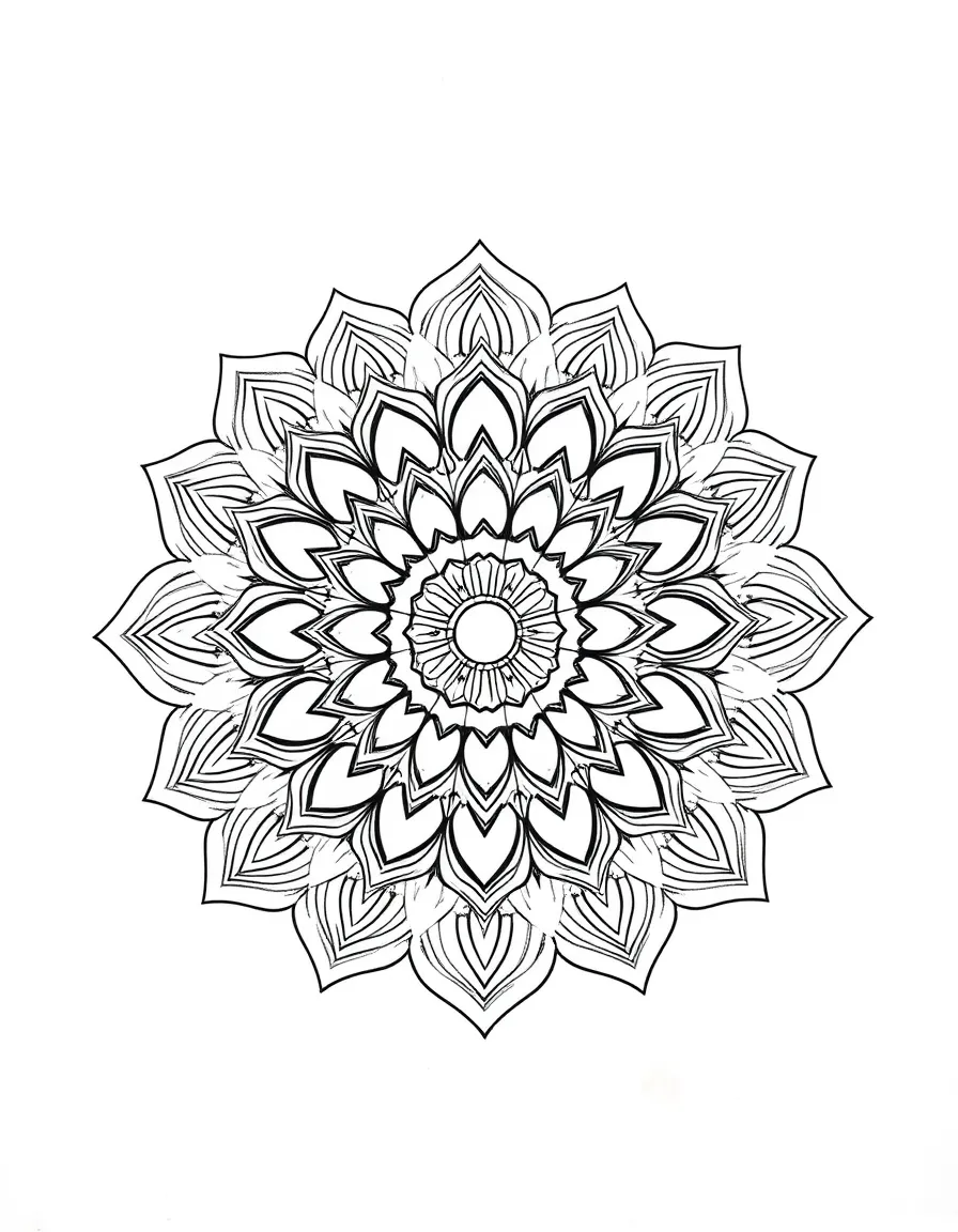 Monochromatic mandala with single hue value gradations