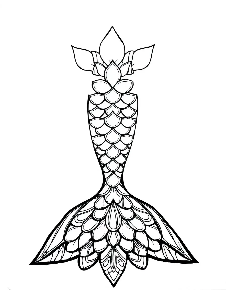 Mermaid tail mandala with scale geometric patterns