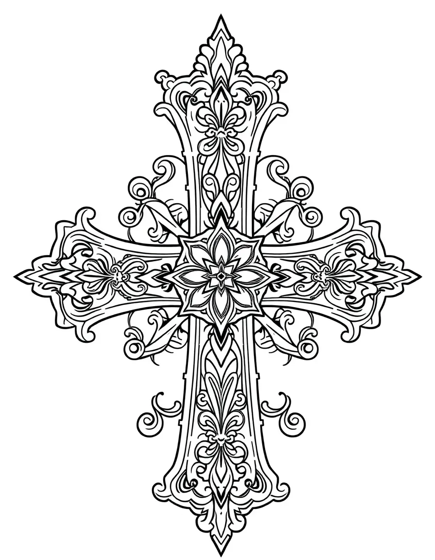 Byzantine-style cross with elaborate decorative elements
