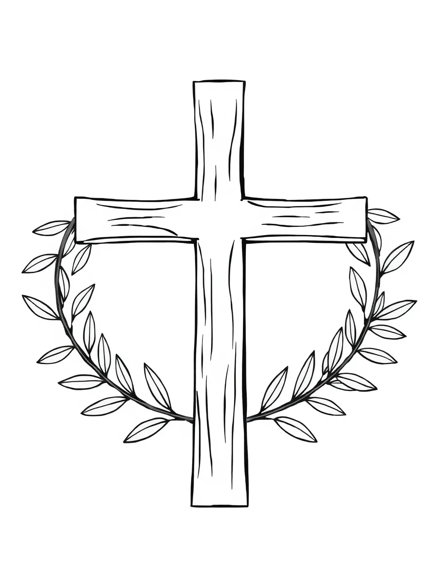 Cross formed from olive branches symbolizing peace