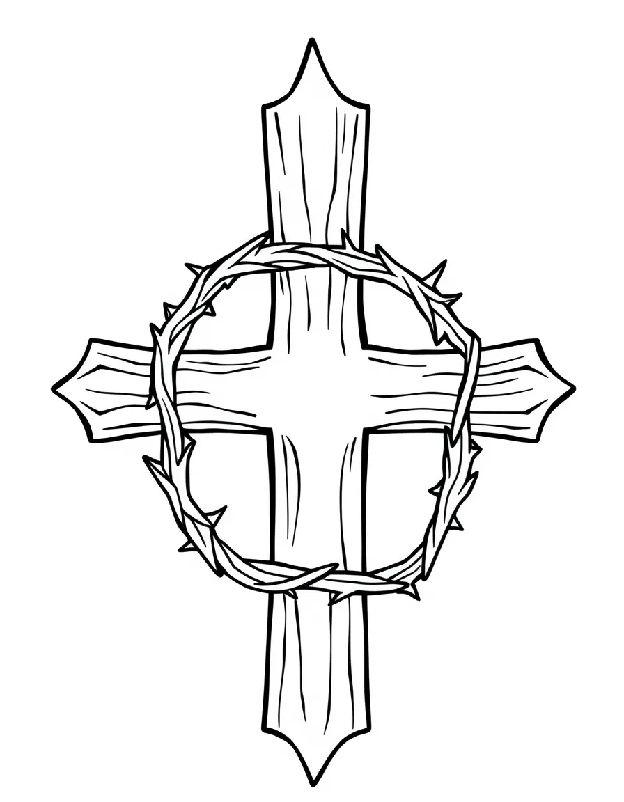 Cross with a crown of thorns wrapped around the center