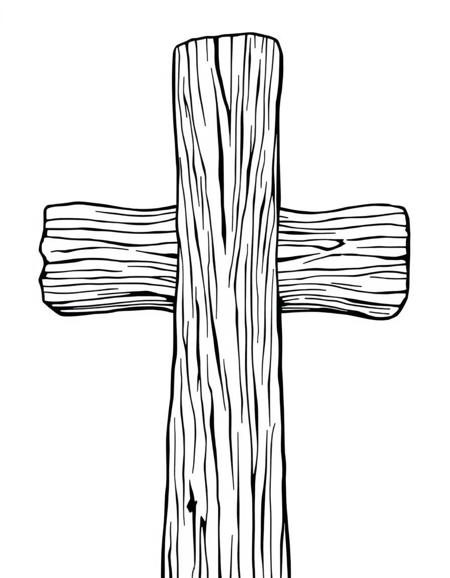 Rustic wooden cross with detailed wood grain texture