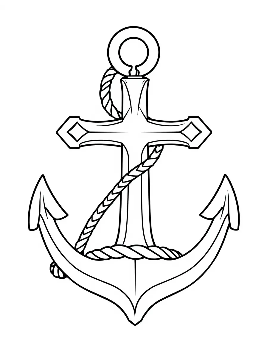 Anchor cross (symbol of hope) with rope details