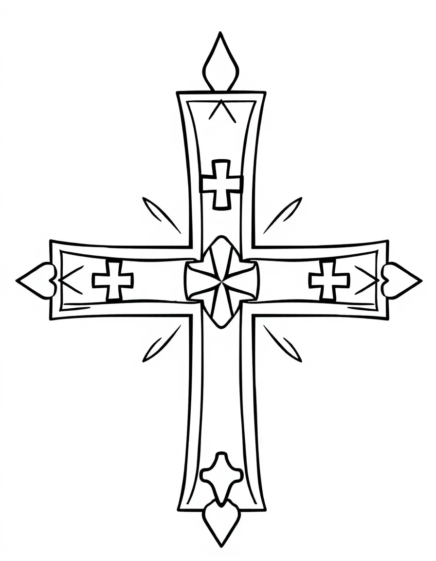 Jerusalem cross with four smaller crosses in each quadrant