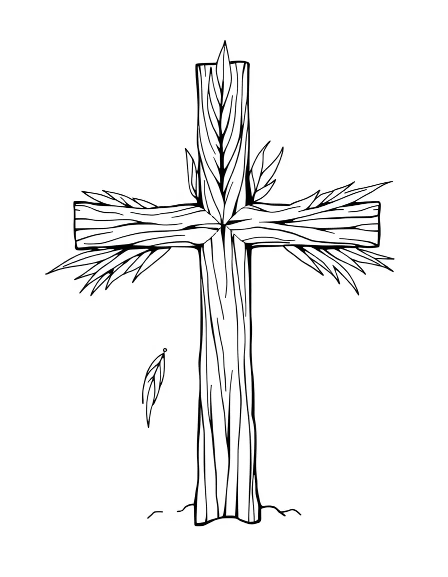 Cross made from palm fronds for Palm Sunday