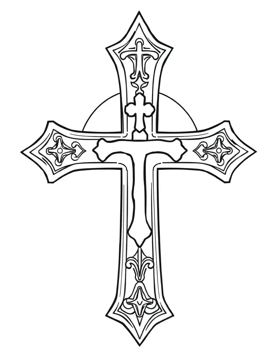 Tau cross with Franciscan symbols integrated
