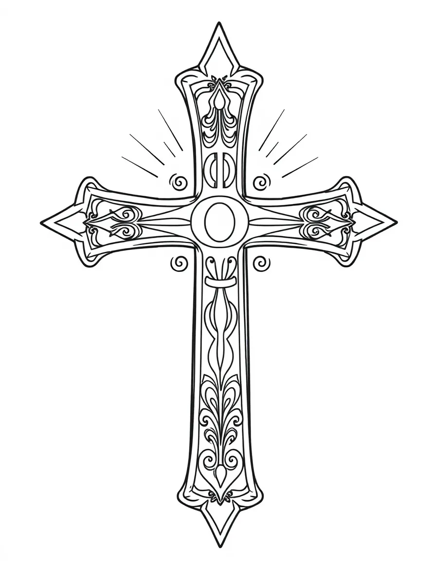 Cross with alpha and omega symbols elegantly incorporated