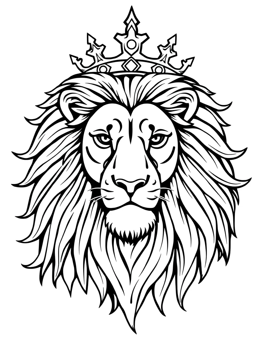 Lion of Judah with flowing mane and crown details