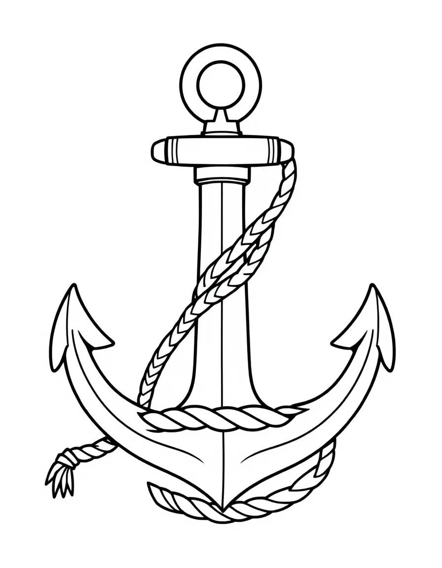 Anchor (symbol of hope) with rope details and nautical elements