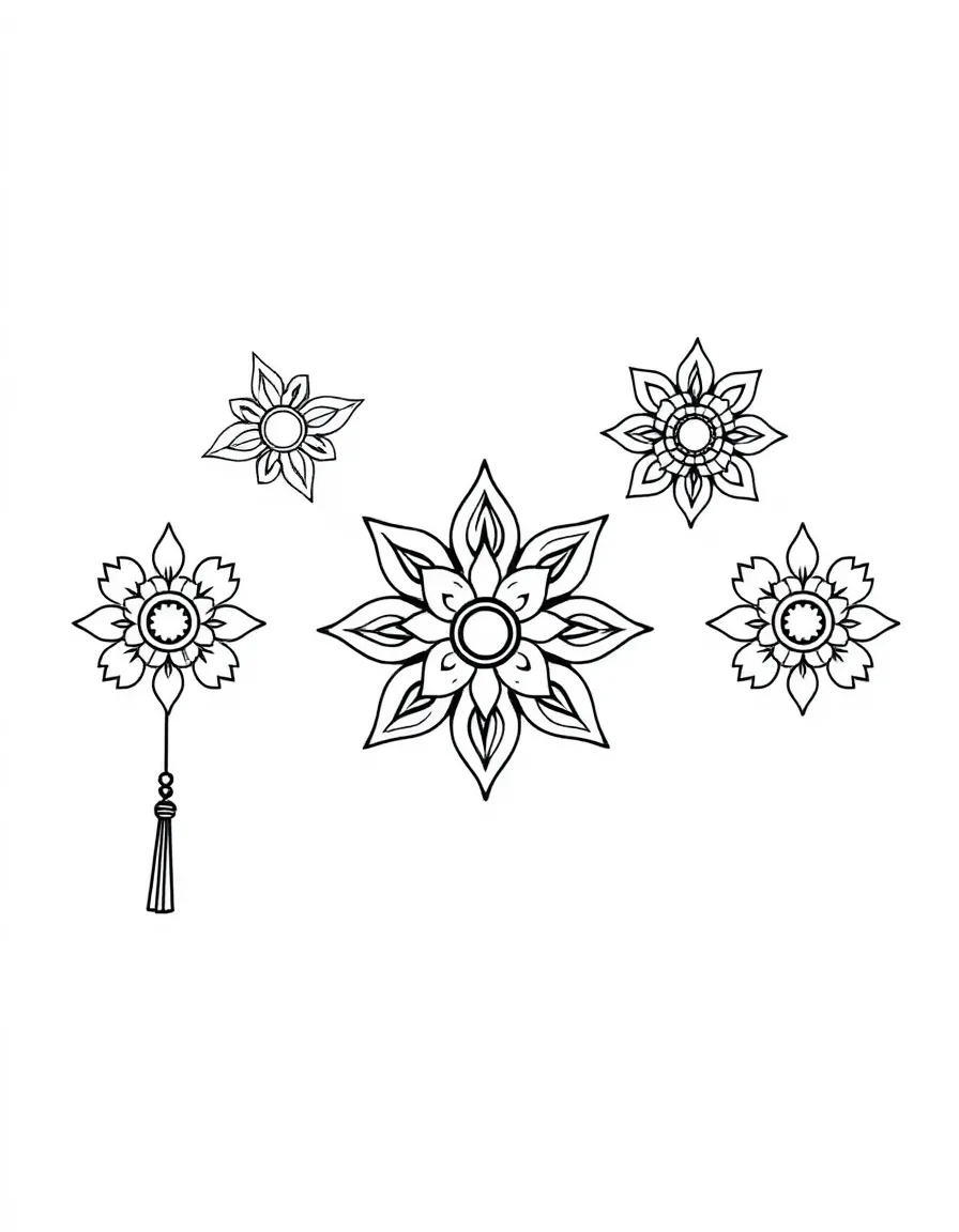 Tilak symbols in various forms with decorative elements