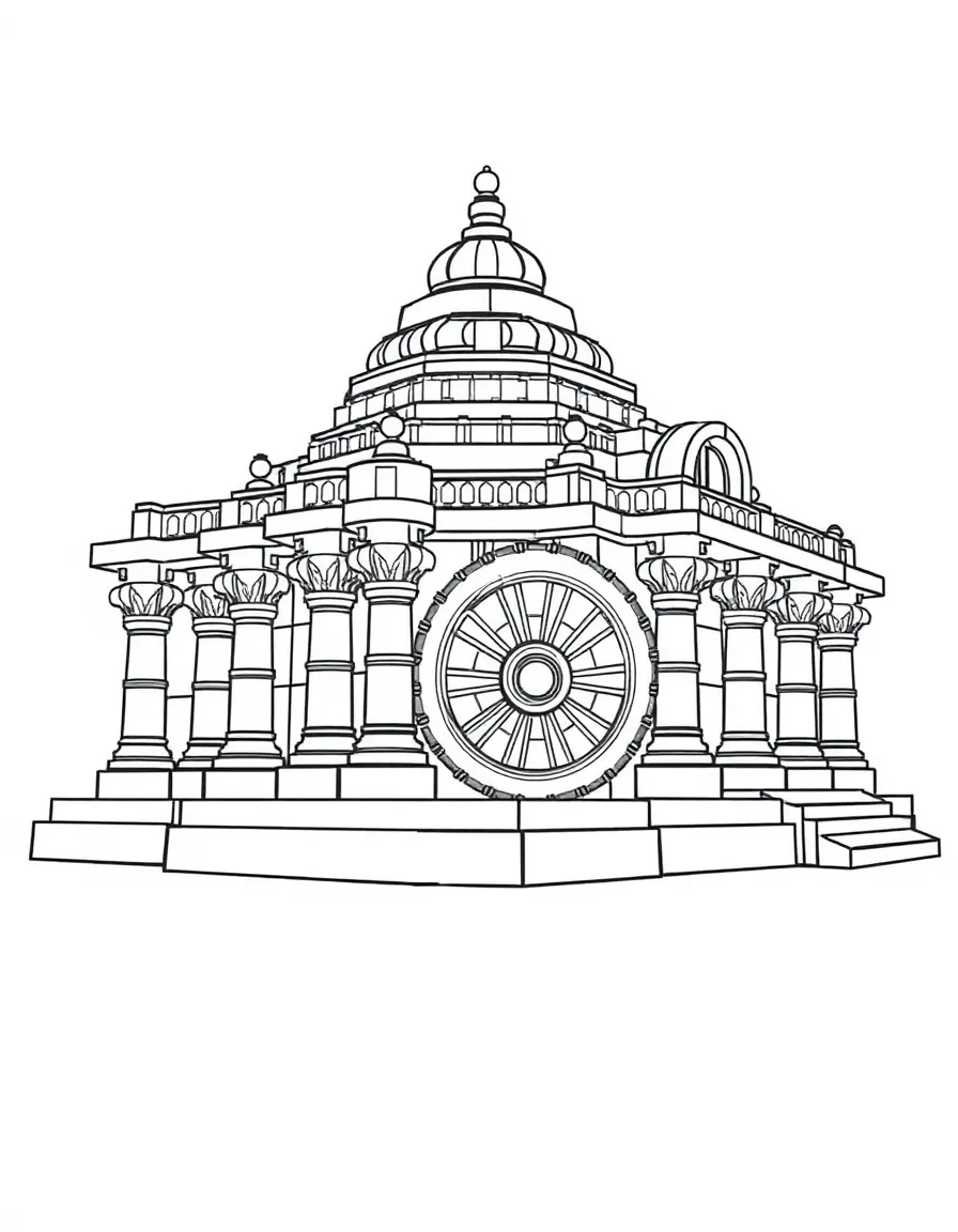 Sun Temple at Konark with detailed chariot wheel design