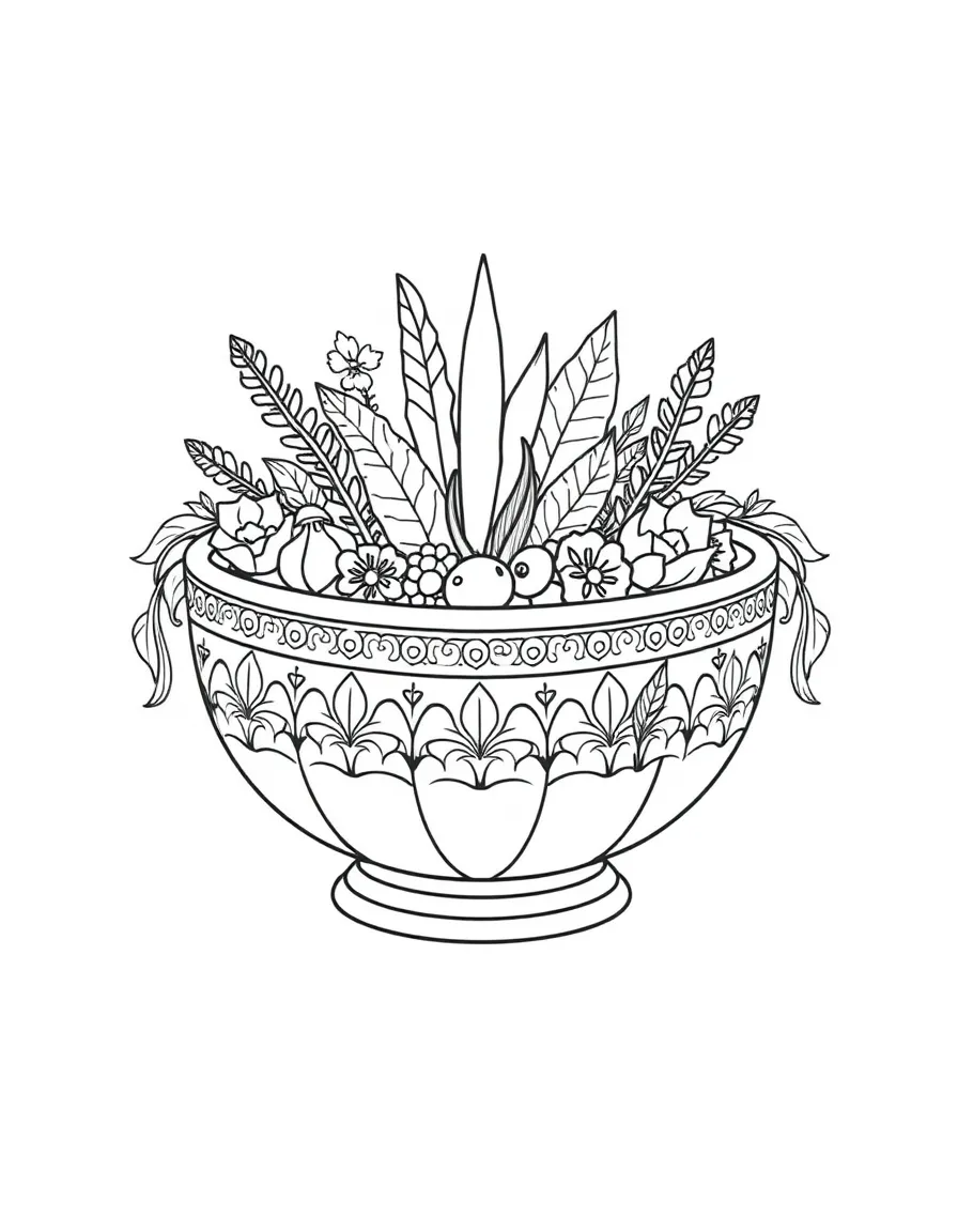 Medicine Buddha bowl with healing herbs and detailed patterns