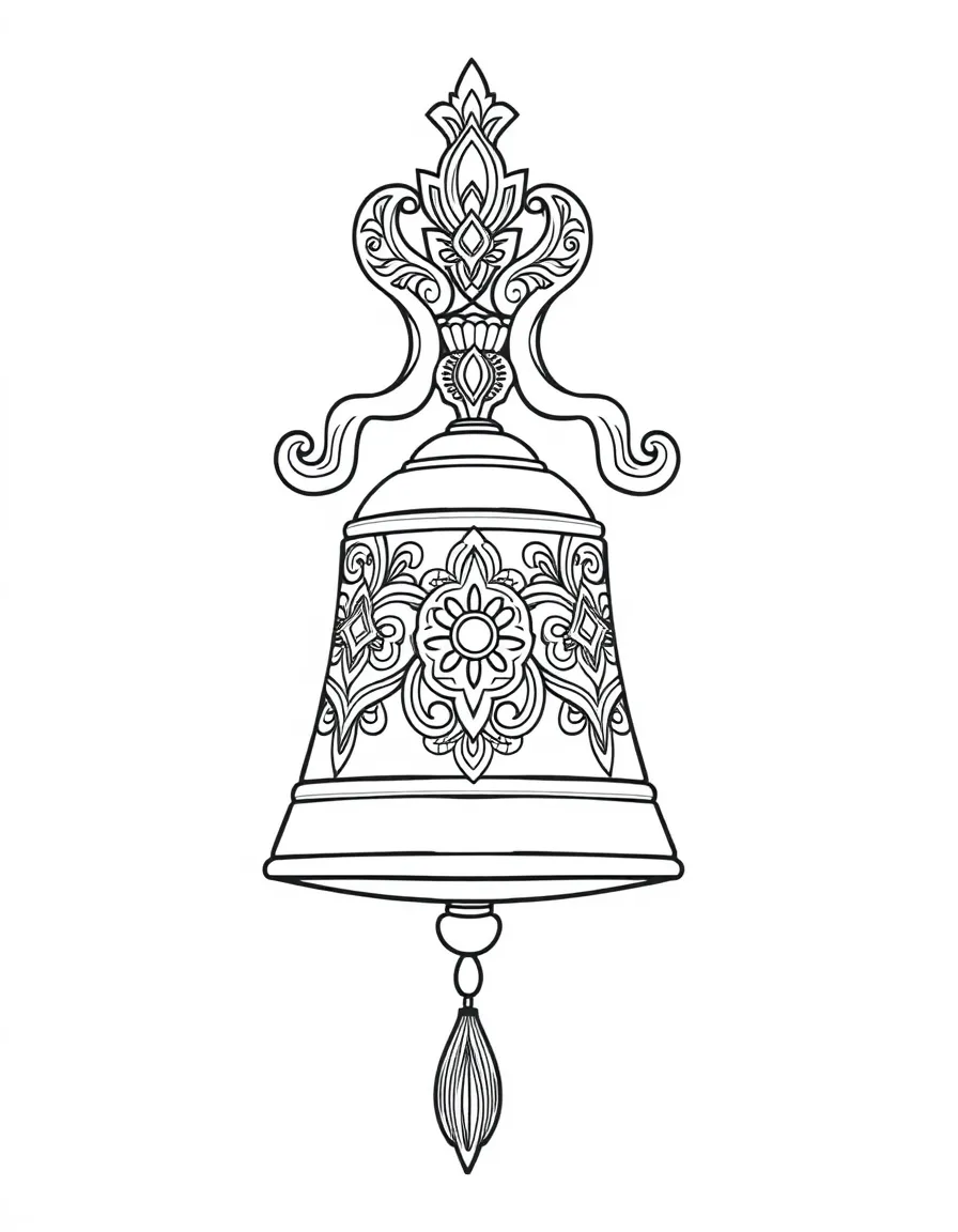 Meditation bell (ghanta) with intricate handle and sound pattern designs
