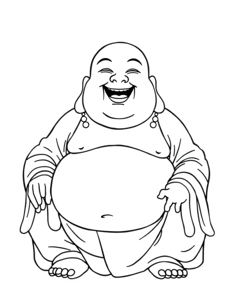 Laughing Buddha (Budai) with round belly and joyful countenance