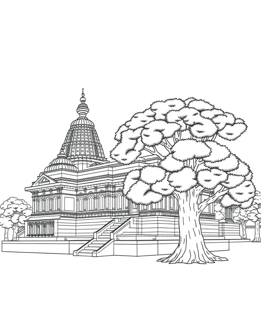 Bodh Gaya temple complex with bodhi tree and detailed architecture