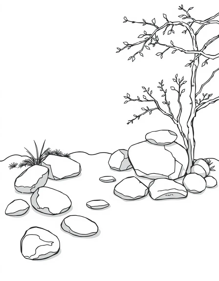 Zen rock garden with detailed stone placement and meaning