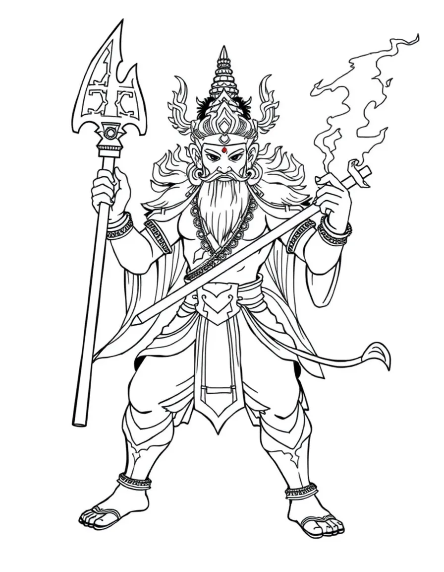 Vajrapani with thunderbolt scepter and powerful stance