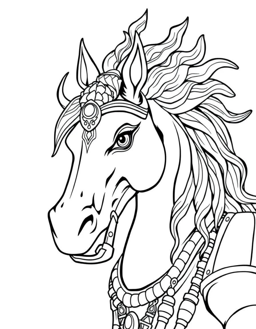 Hayagriva horse-headed deity with detailed mane and wrathful expression