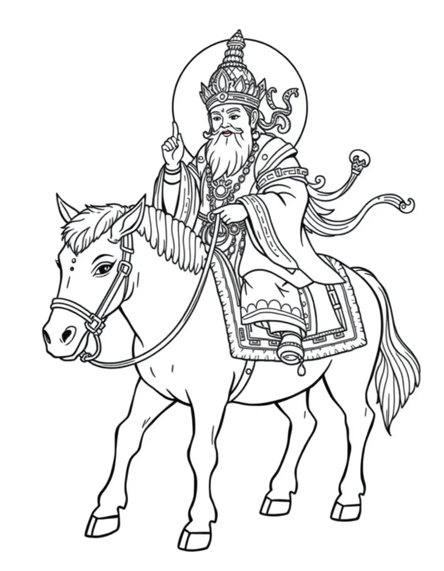 Palden Lhamo protective deity riding mule with detailed attributes