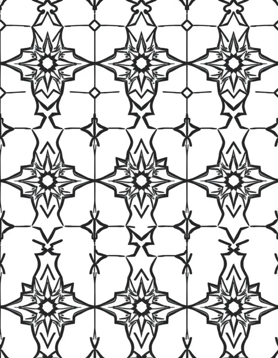 Moroccan zellij tile pattern with detailed color separation guides