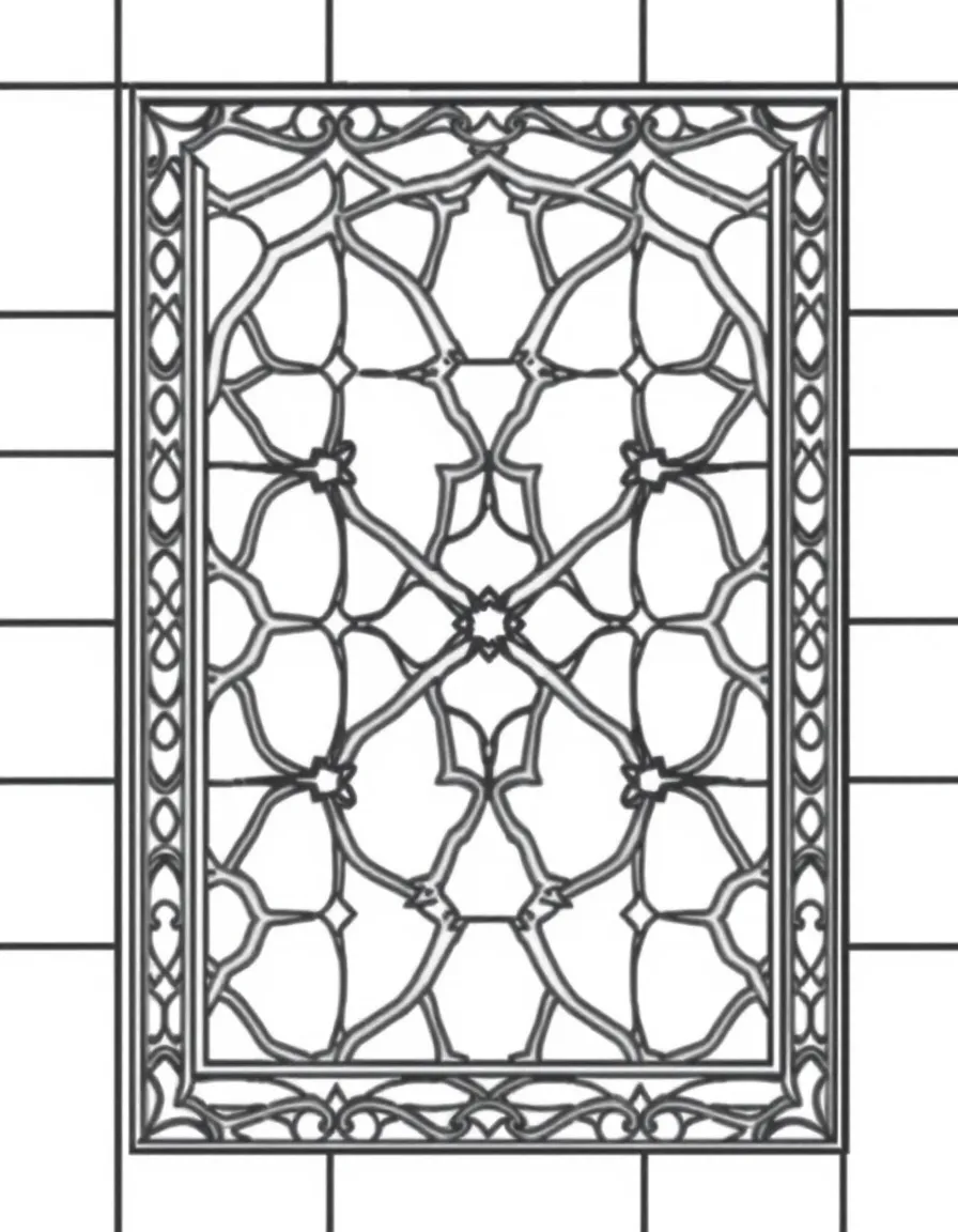 Persian geometric window screen design with detailed intersections