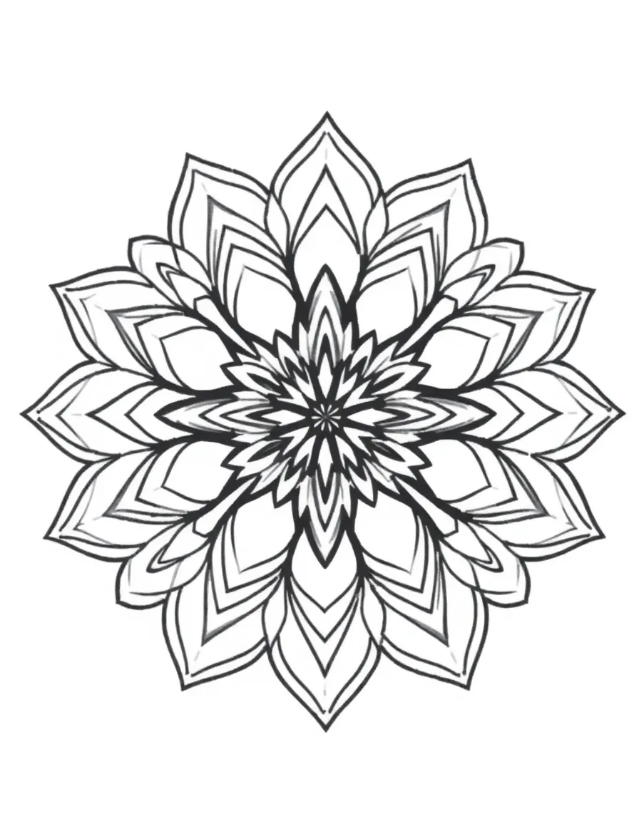 Complex geometric rosette with color-coded overlapping elements