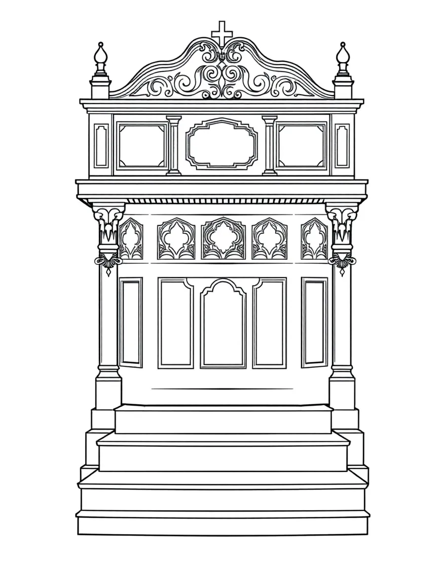 Minbar (pulpit) with detailed woodwork and ascending steps